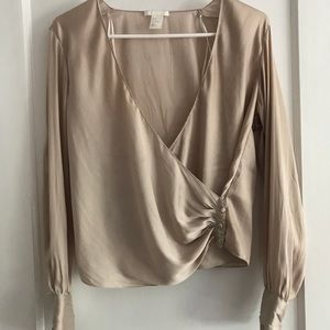 H&M Satin long sleeved blouse